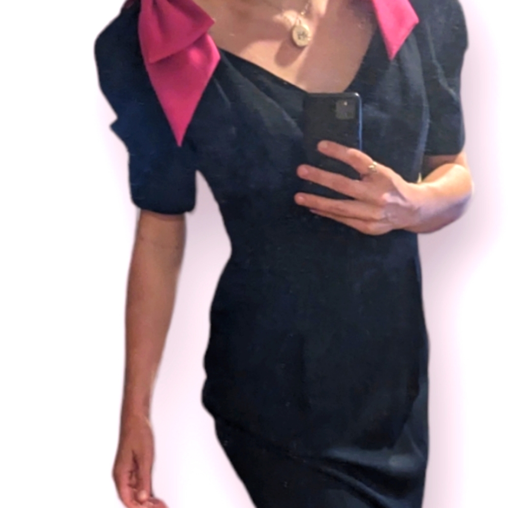 Stunning Vintage Late Edition Ltd Black Dress Punk Shoulder Bows